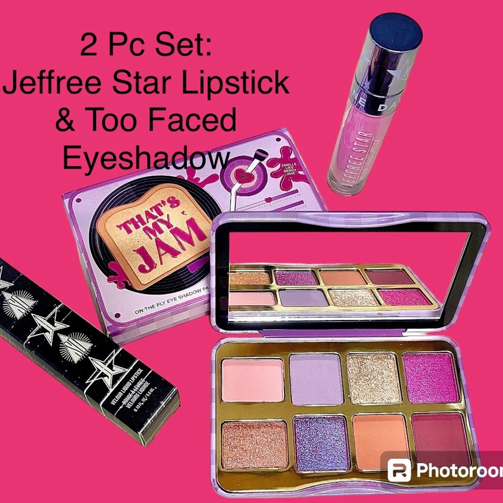 2 Pc Set NIB Too Faced & Jeffree Star Lipstick Pink & Eyeshadow Palette